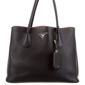 PRADA Medium Vitello Daino Cuir Double Tote
